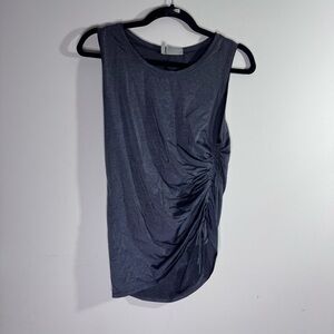 Athleta Ruched Side Tank Top Gray Sleeveless Drawstring Activewear M